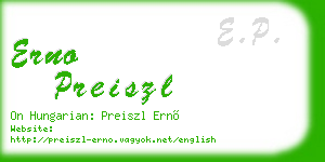 erno preiszl business card